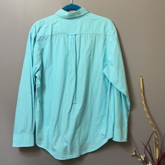 Gingham turquoise long sleeve button down shirt men’s Medium. - Picture 5 of 5